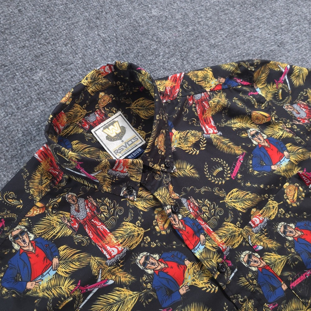 RSVLTS Shirt Mens M Black Ric Flair Nature Boy WWE Graphic Stretch Wrestling